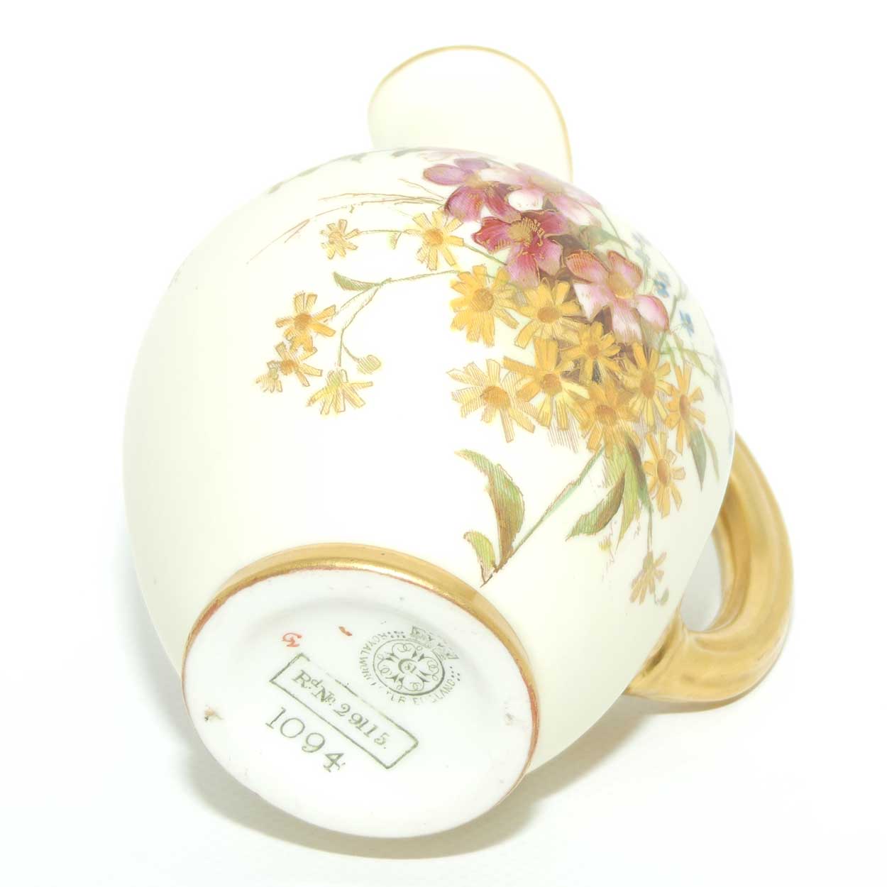 Royal Worcester Blush Ivory hand painted floral small flatback jug | Daisies | Shape 1094 | 13cm