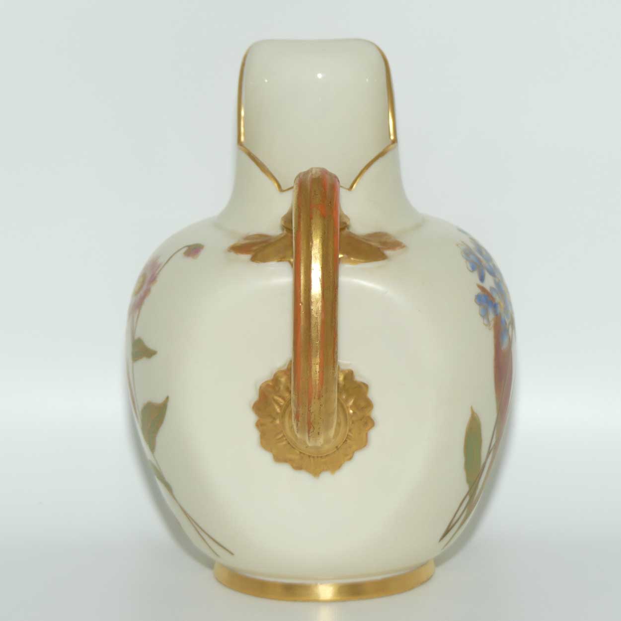 Royal Worcester Blush Ivory hand painted Floral flatback jug