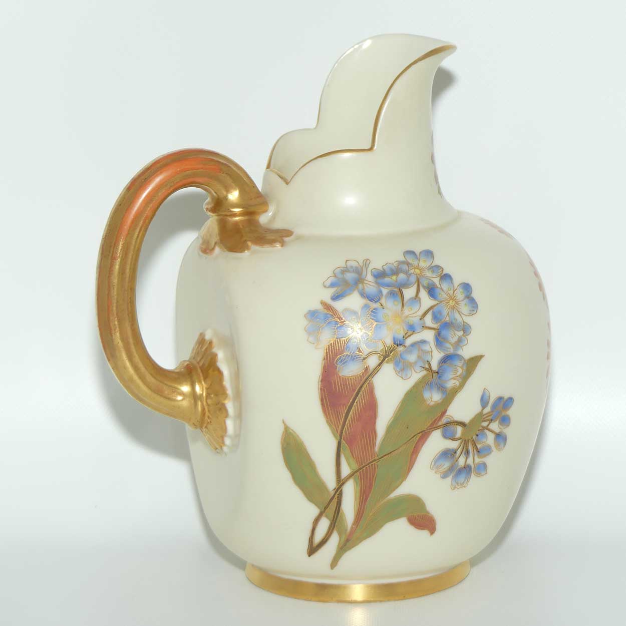 Royal Worcester Blush Ivory hand painted Floral flatback jug