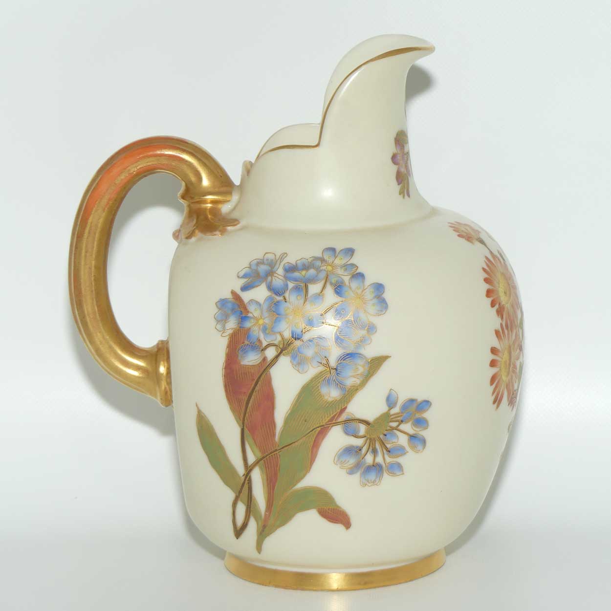 Royal Worcester Blush Ivory hand painted Floral flatback jug
