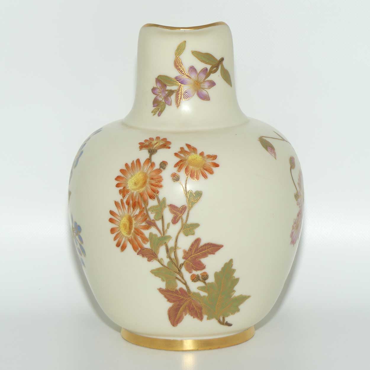 Royal Worcester Blush Ivory hand painted Floral flatback jug