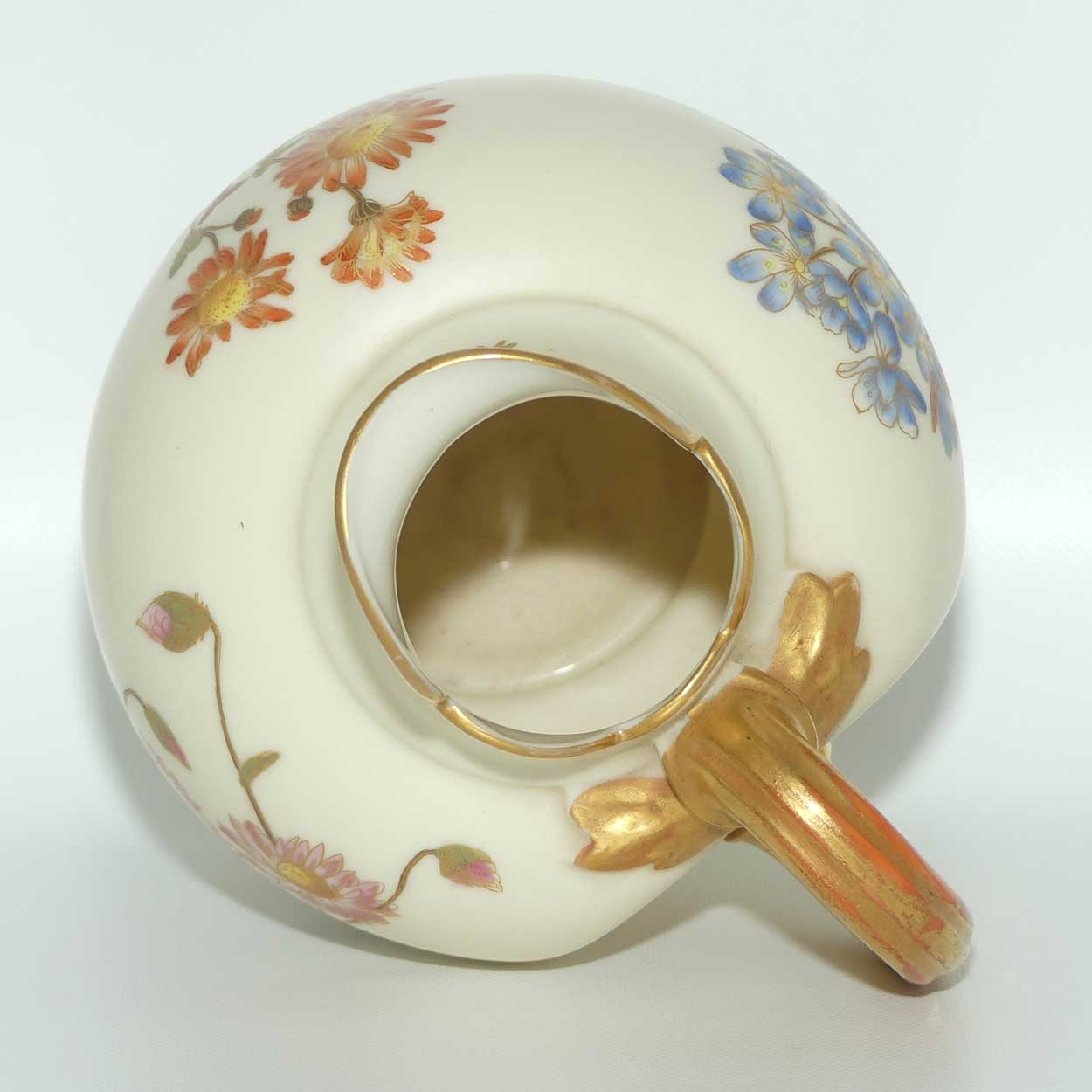 Royal Worcester Blush Ivory hand painted Floral flatback jug