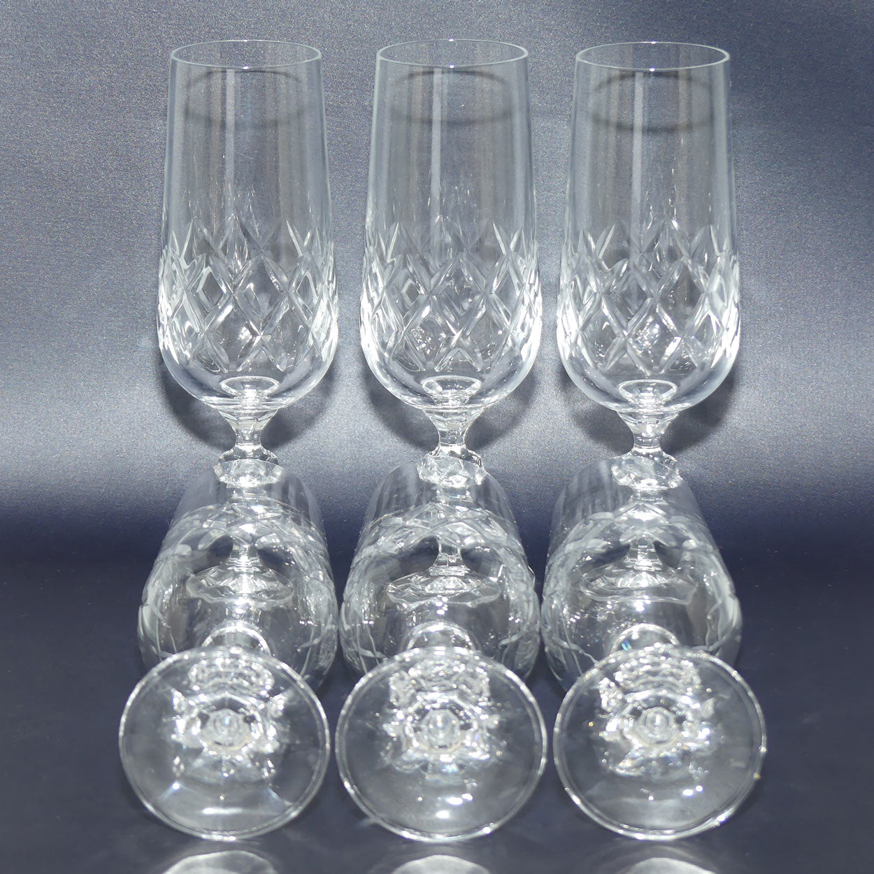 Set of 6 Diamond Cut Crystal Flutes | 150mls | Boxed