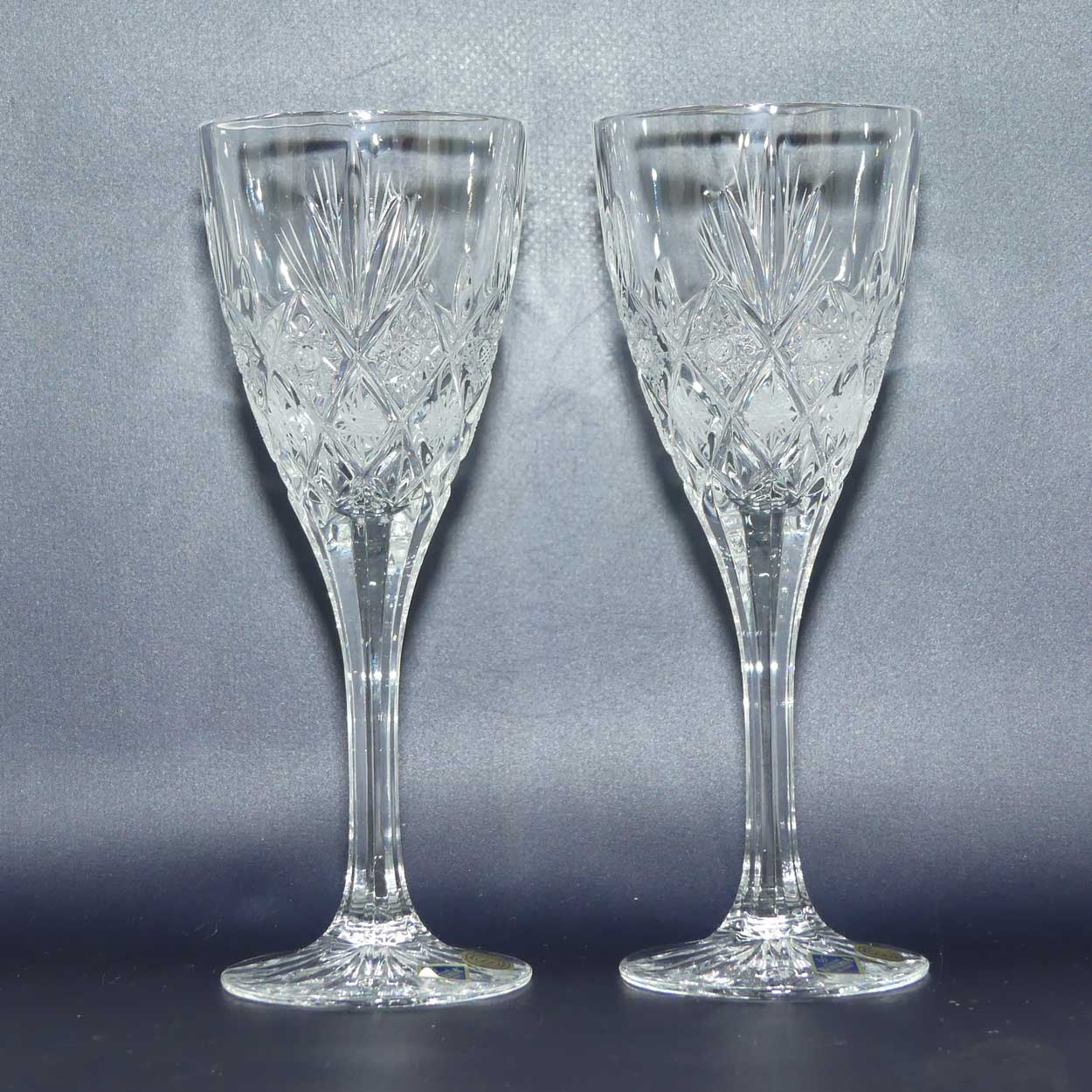 Bohemian Crystal set of 6 wine glasses | CORTINA pattern | 125ml | boxed