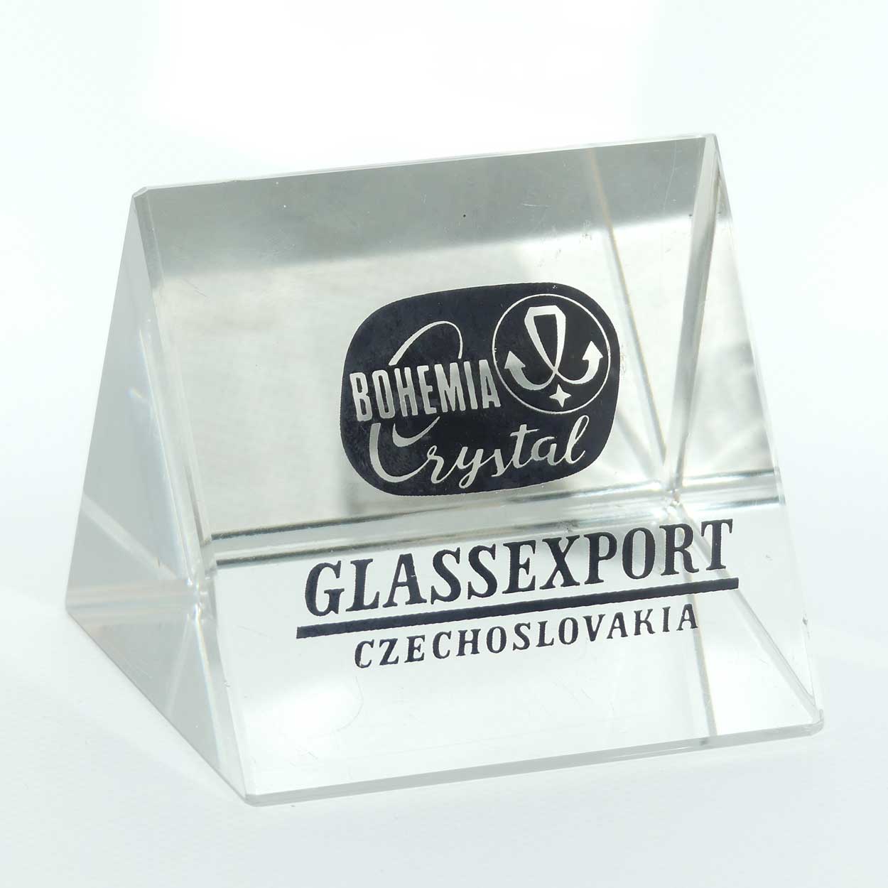 Bohemia Crystal Glass Export Czechoslovakia shop display plaque