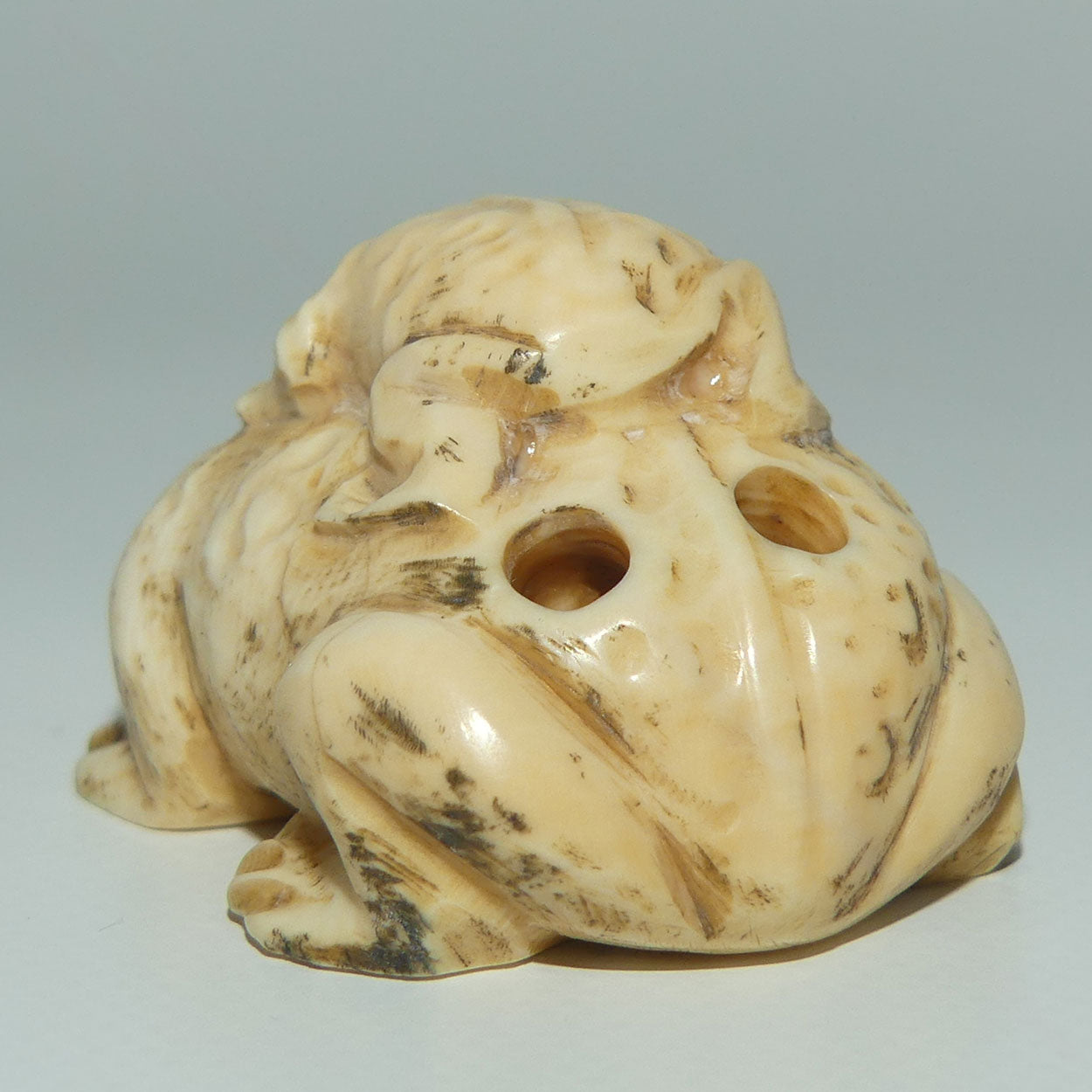 Japanese Carved Bone Netsuke | Large and Small Toads