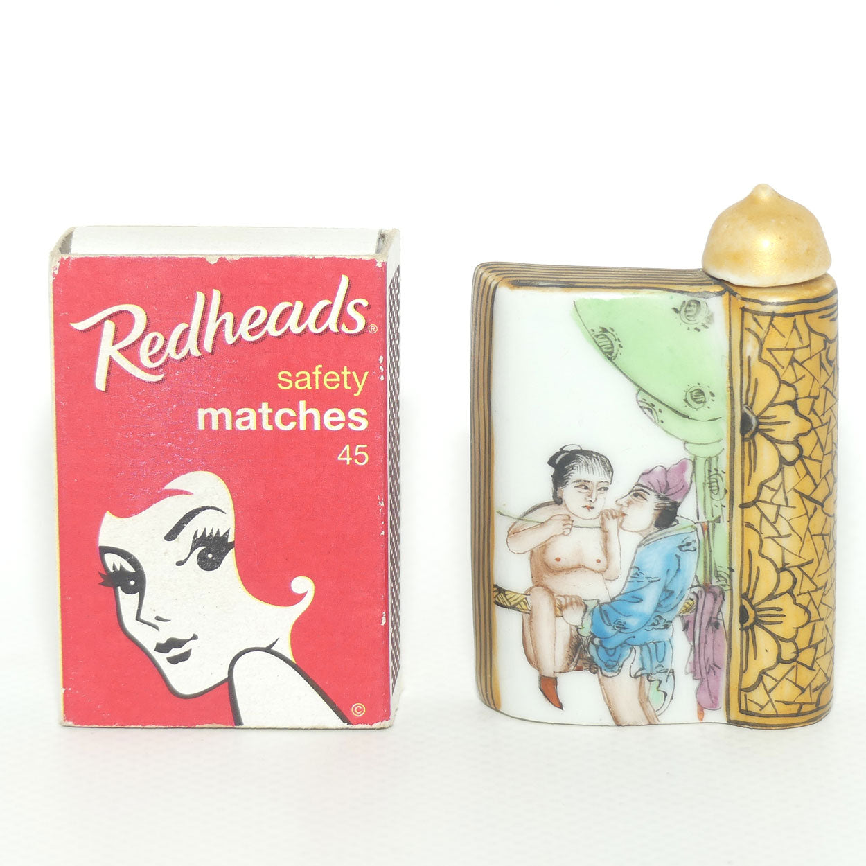 Erotica theme Book Shape Snuff Bottle | Explicit Couple Fornicating in Tree