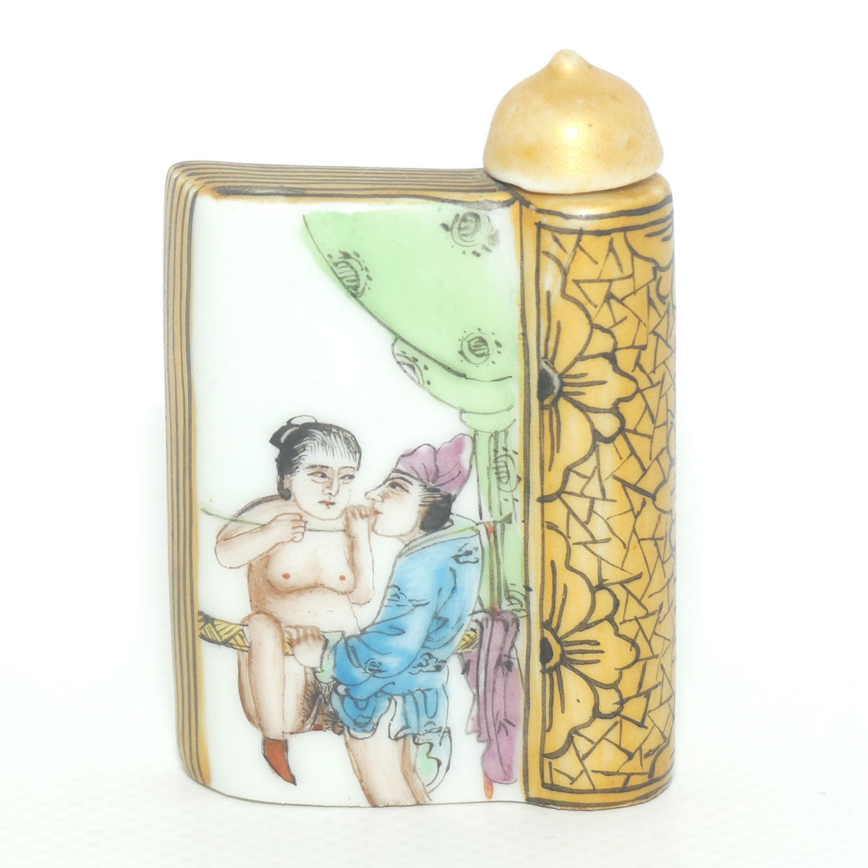 Erotica theme Book Shape Snuff Bottle | Explicit Couple Fornicating in Tree