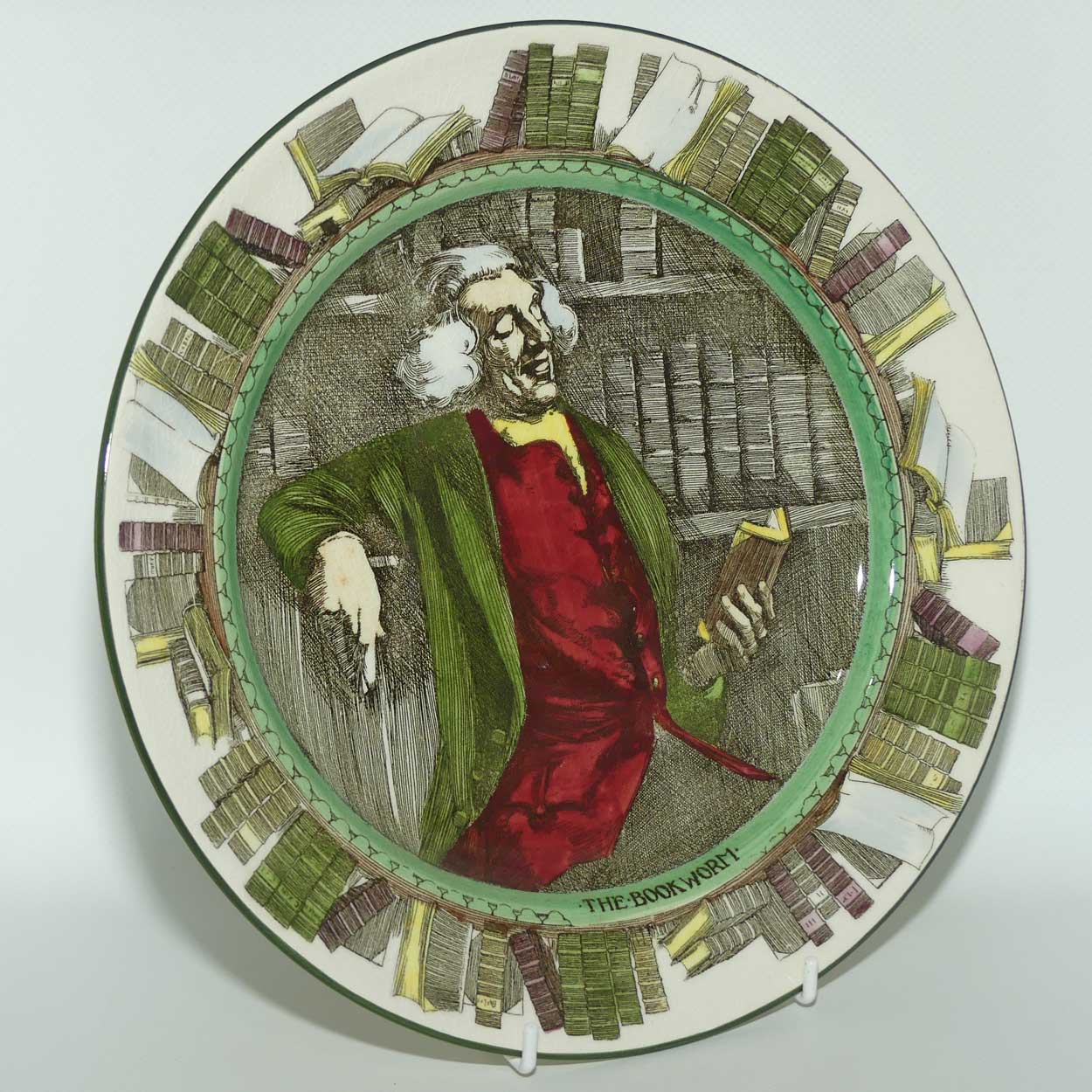 Royal Doulton Professionals series | The Bookworm plate D3089 | Green border