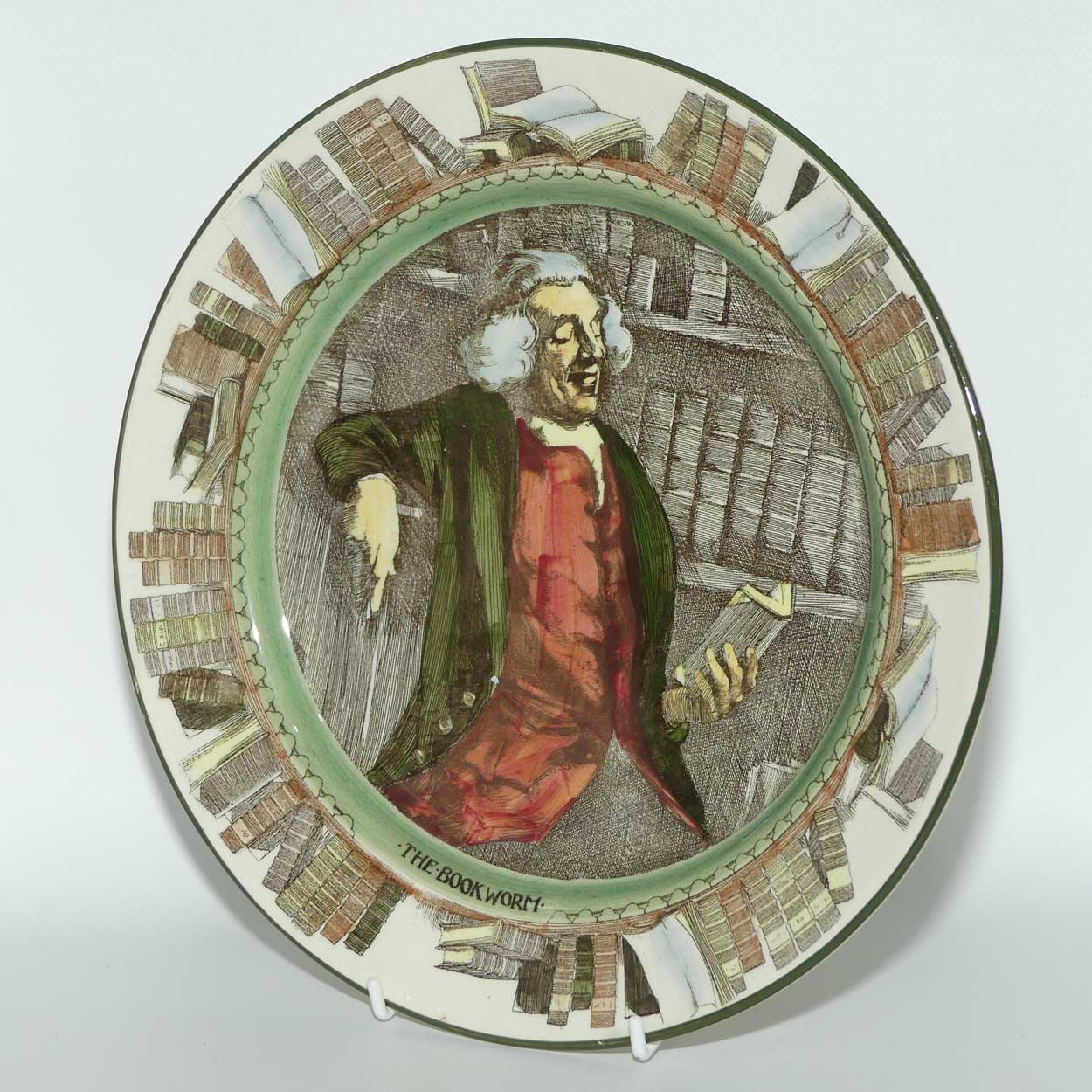Royal Doulton Professionals series | The Bookworm plate D3089 | Green border | #1