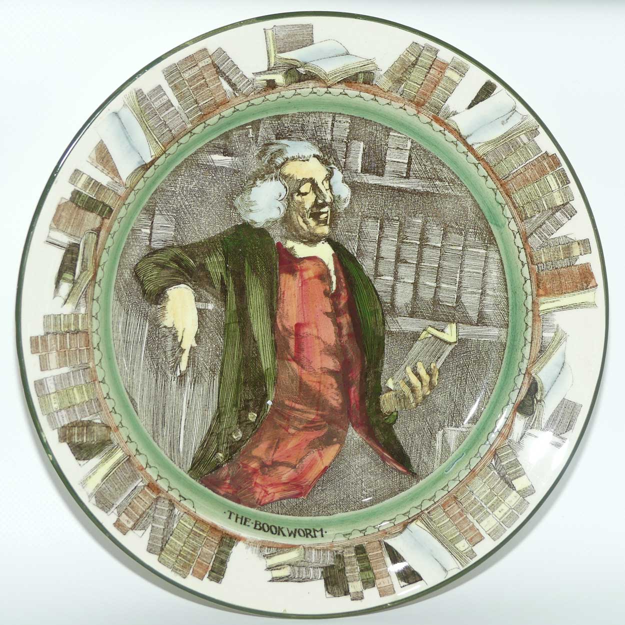 Royal Doulton Professionals series | The Bookworm plate D3089 | Green border | #1