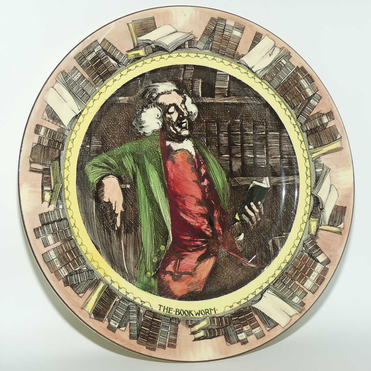 Royal Doulton Professionals series | The Bookworm plate D5905 | Yellow border | #2