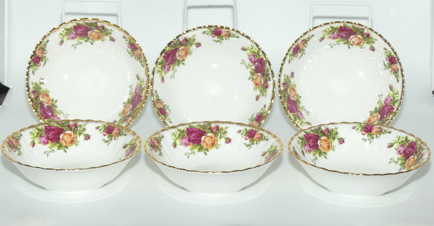 Royal Albert Bone China Old Country Roses England set of 6 bowls | 16cm diam | © 1962 Royal Albert Ltd backstamp