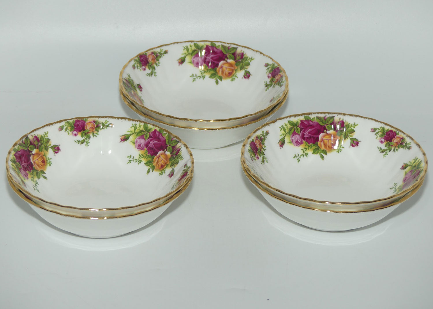 Royal Albert Bone China Old Country Roses England set of 6 bowls | 16cm diam | © 1962 Royal Albert Ltd backstamp | #2