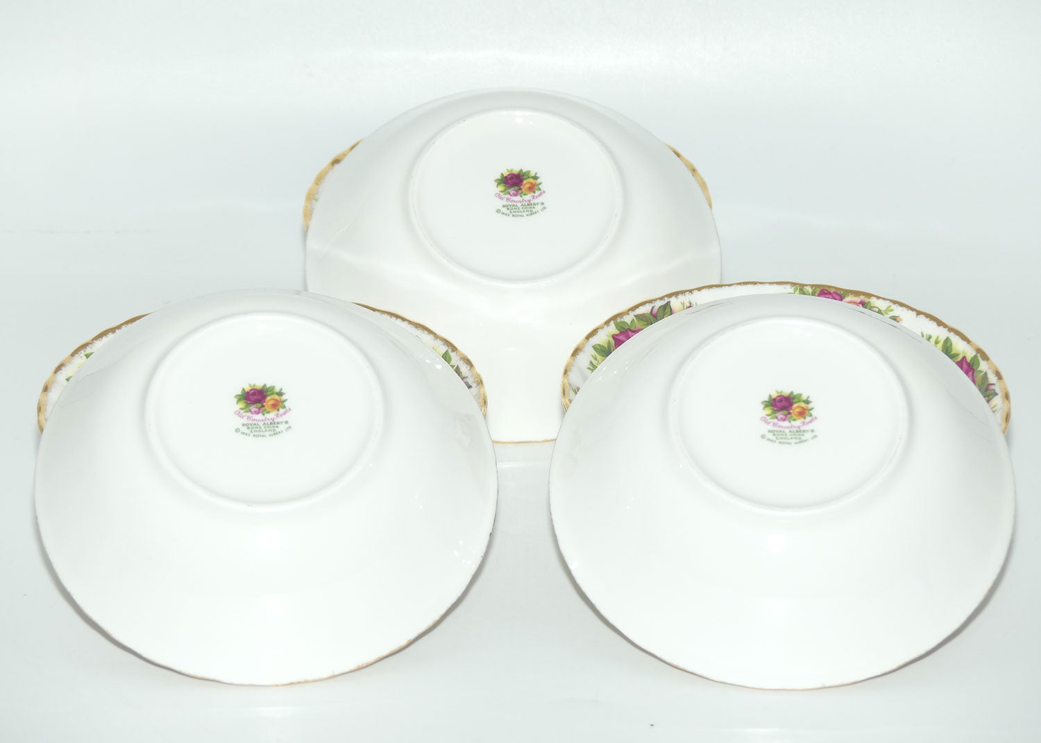 Royal Albert Bone China Old Country Roses England set of 6 bowls | 16cm diam | © 1962 Royal Albert Ltd backstamp | #2