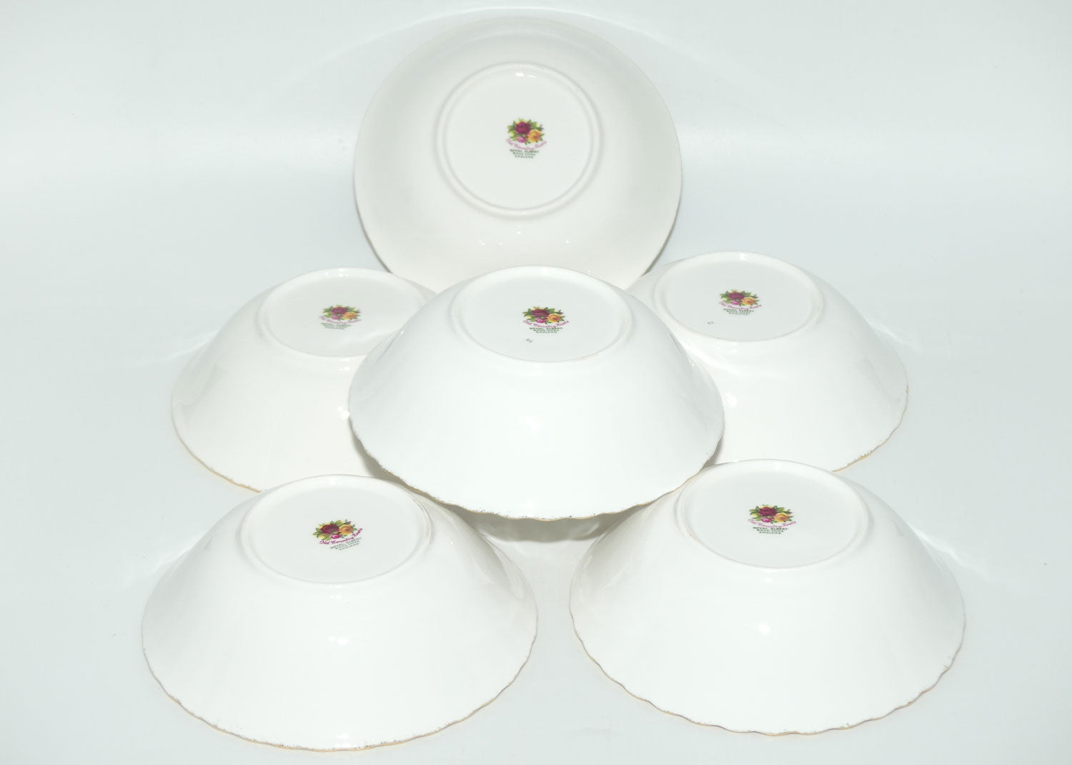 Royal Albert Bone China Old Country Roses England set of 6 bowls | 16cm diam | early backstamp | UK made