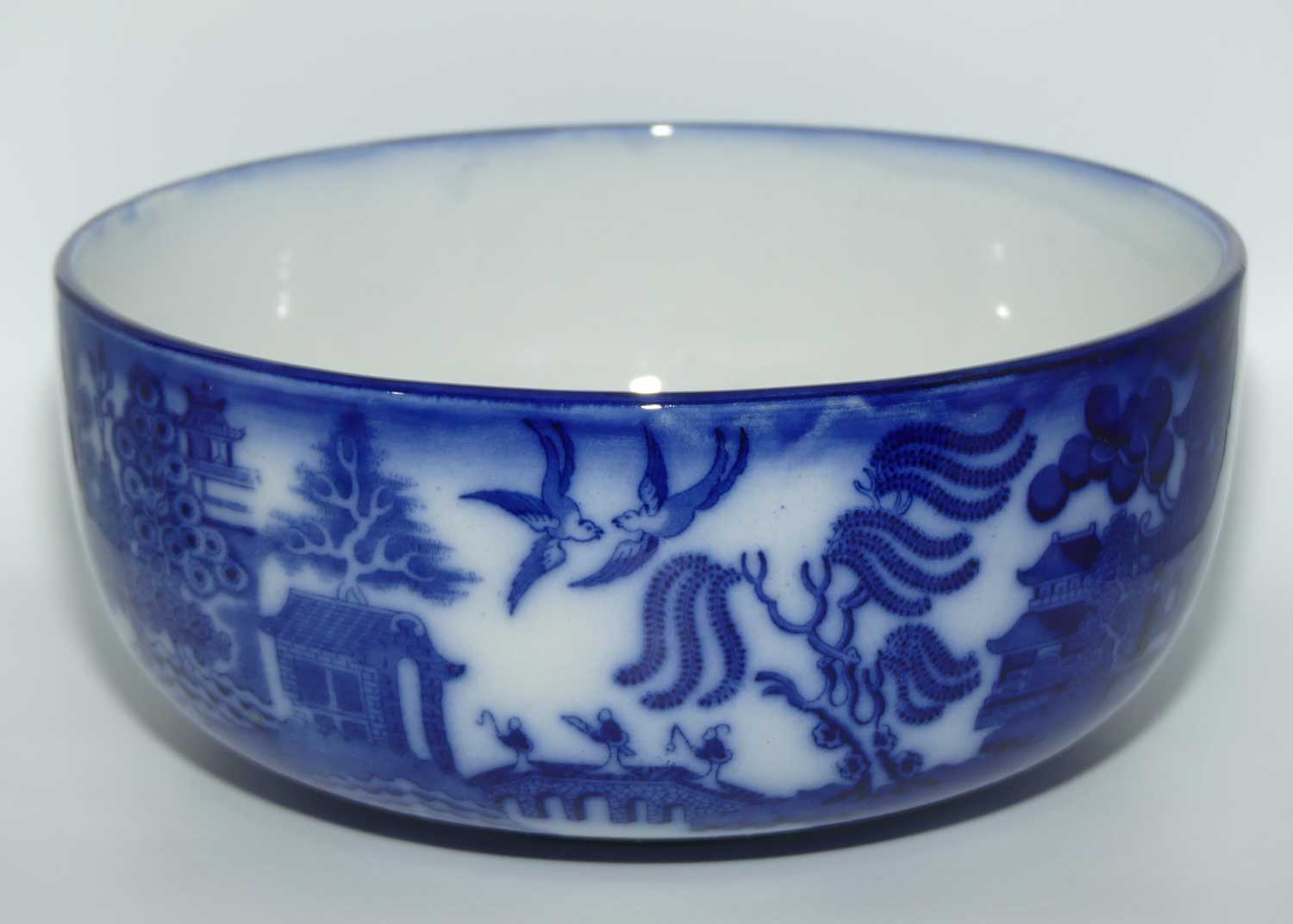 Doulton Burslem England Flow Blue Willow bowl