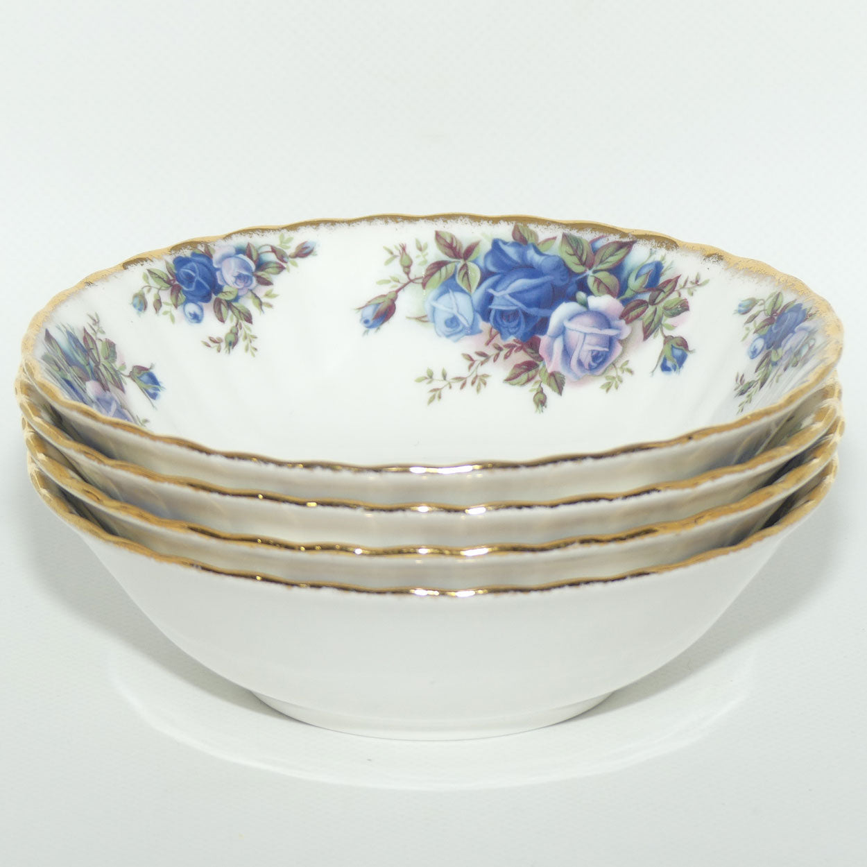Royal Albert Bone China England Moonlight Rose Bowls 16cm | Set of 4 | UK made