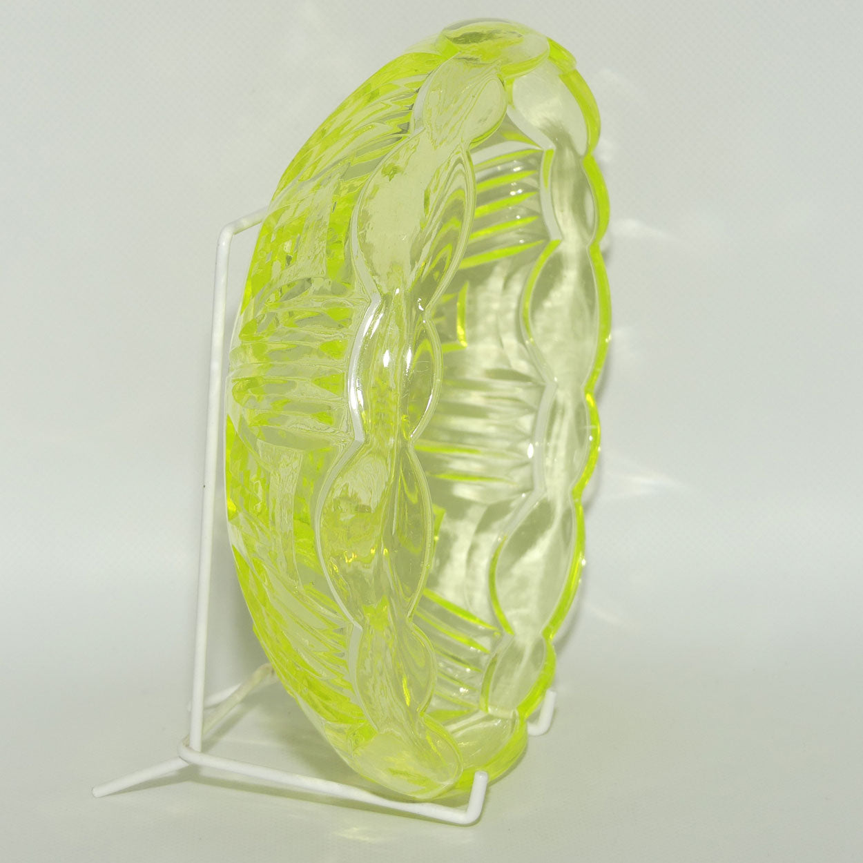 Citrine Depression Glass bowl | 22cm diam | Uranium Glow