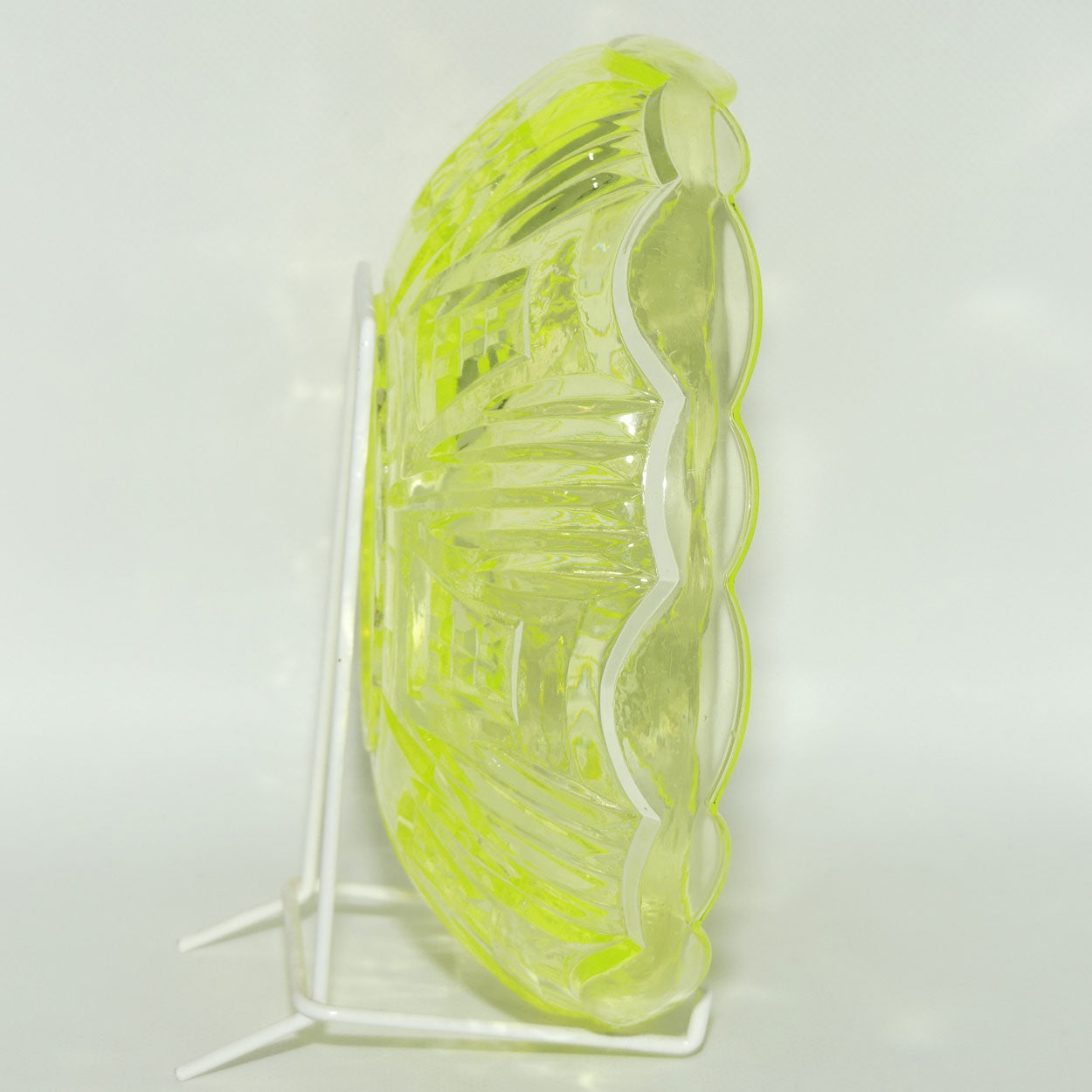 Citrine Depression Glass bowl | 22cm diam | Uranium Glow