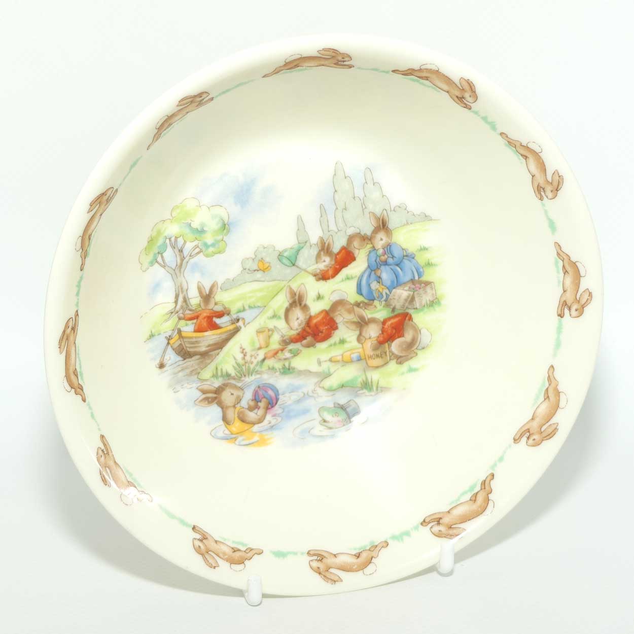 Royal Doulton Bunnykins Playing on the River cereal bowl