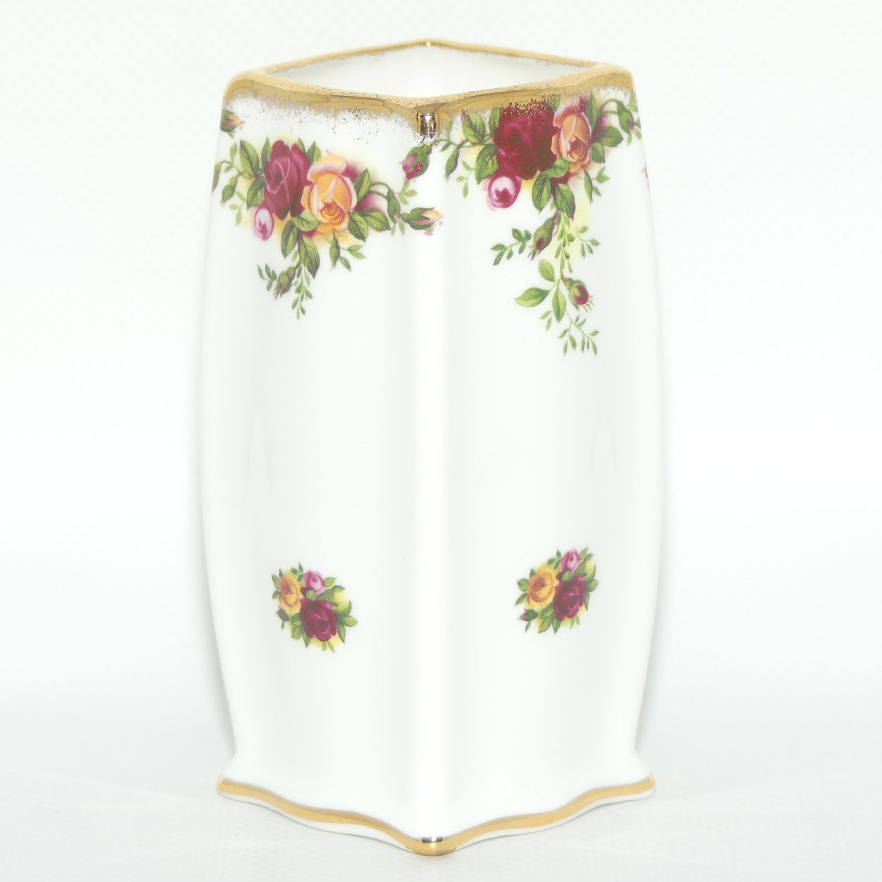 Royal Albert Bone China England Old Country Roses box section vase | ©1962 Royal Albert Ltd backstamp