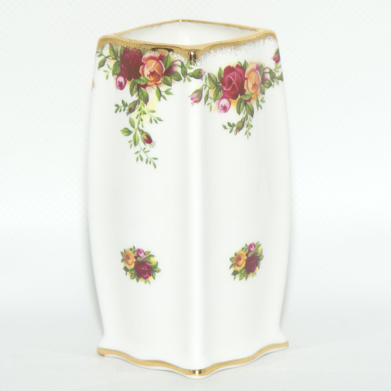 Royal Albert Bone China England Old Country Roses box section vase | ©1962 Royal Albert Ltd backstamp