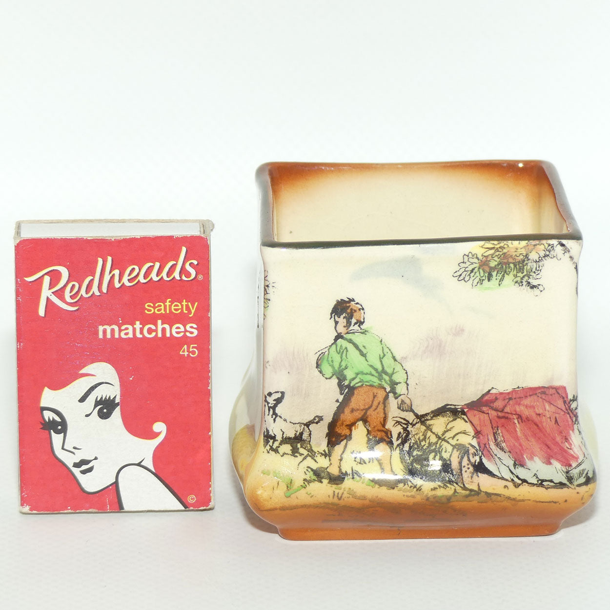 Royal Doulton Gleaners and Gypsies miniature squat square vase