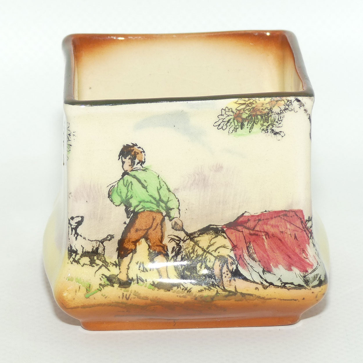 Royal Doulton Gleaners and Gypsies miniature squat square vase