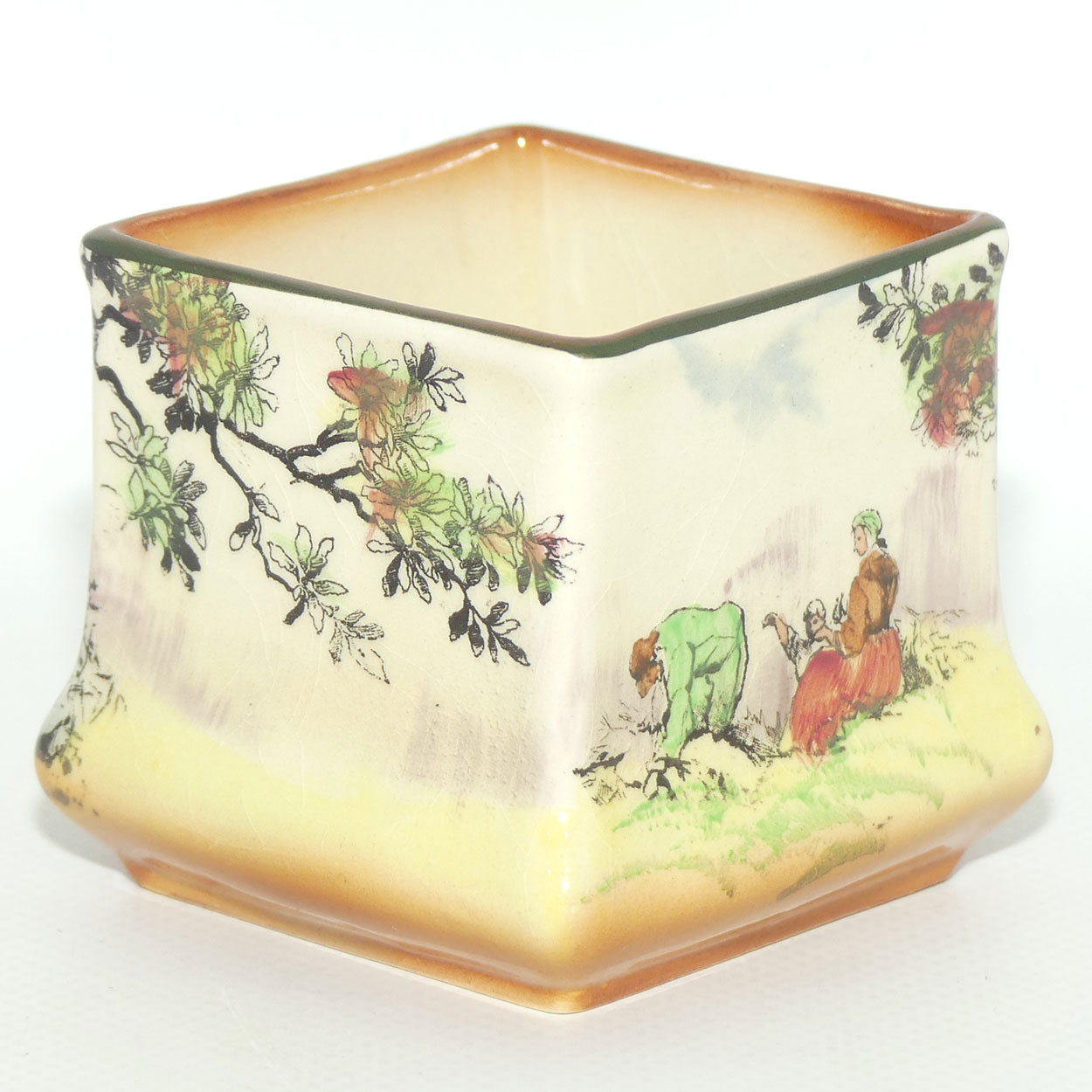 Royal Doulton Gleaners and Gypsies miniature squat square vase