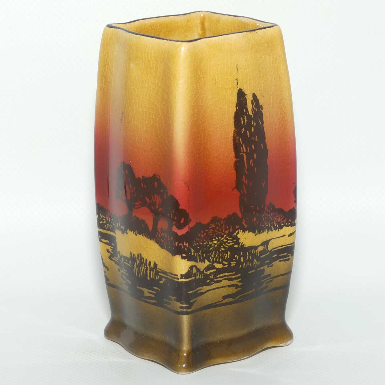 Royal Doulton Poplars at Sunset square vase D3416
