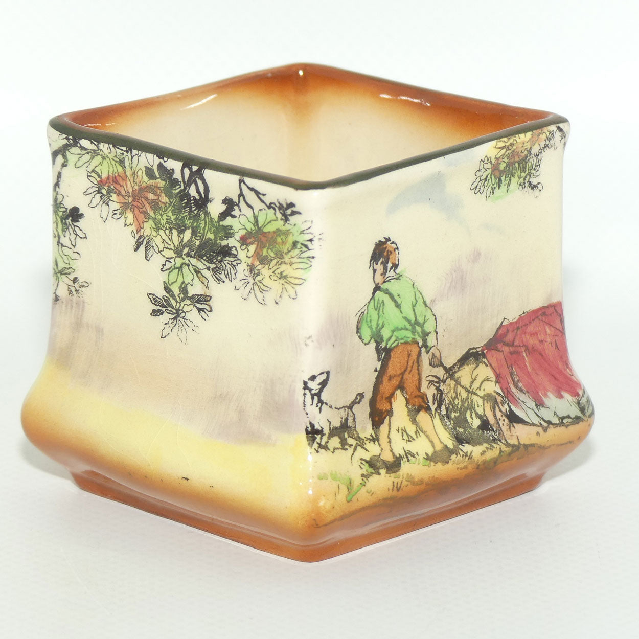 Royal Doulton Gleaners and Gypsies miniature squat square vase