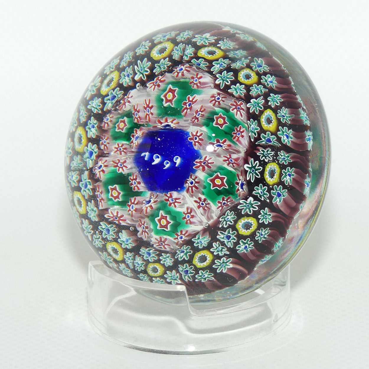 Pair of ALT Murano 1999 and 2000 Millenium paperweights | Boxed