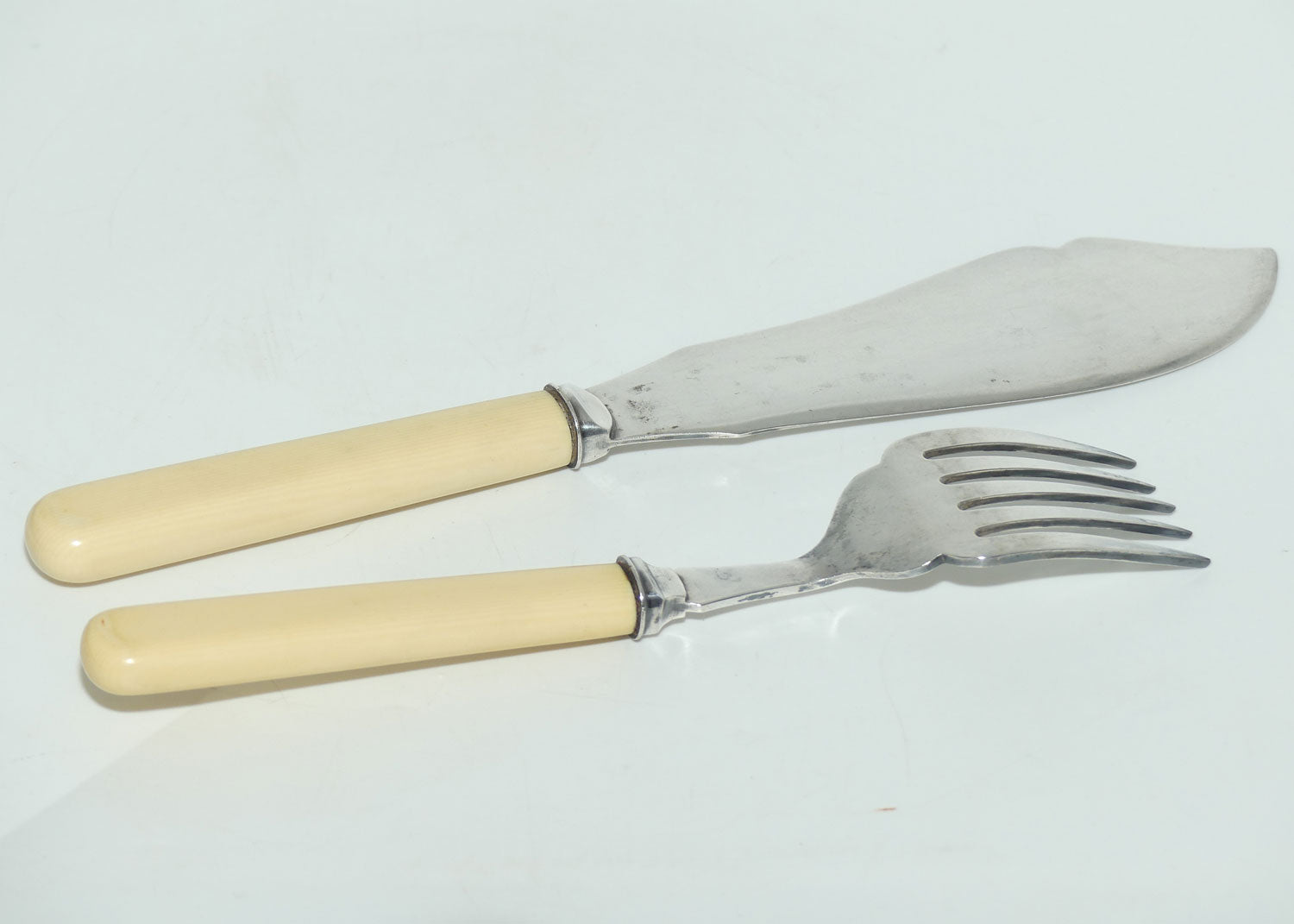 Boxed Pair of Silver Plated Cake Servers | Faux Bone Handles