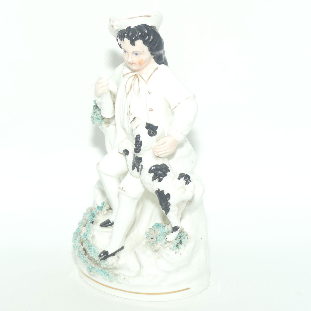 Early 19th Cent Staffordshire Porcelain Boy with Begging Spaniel