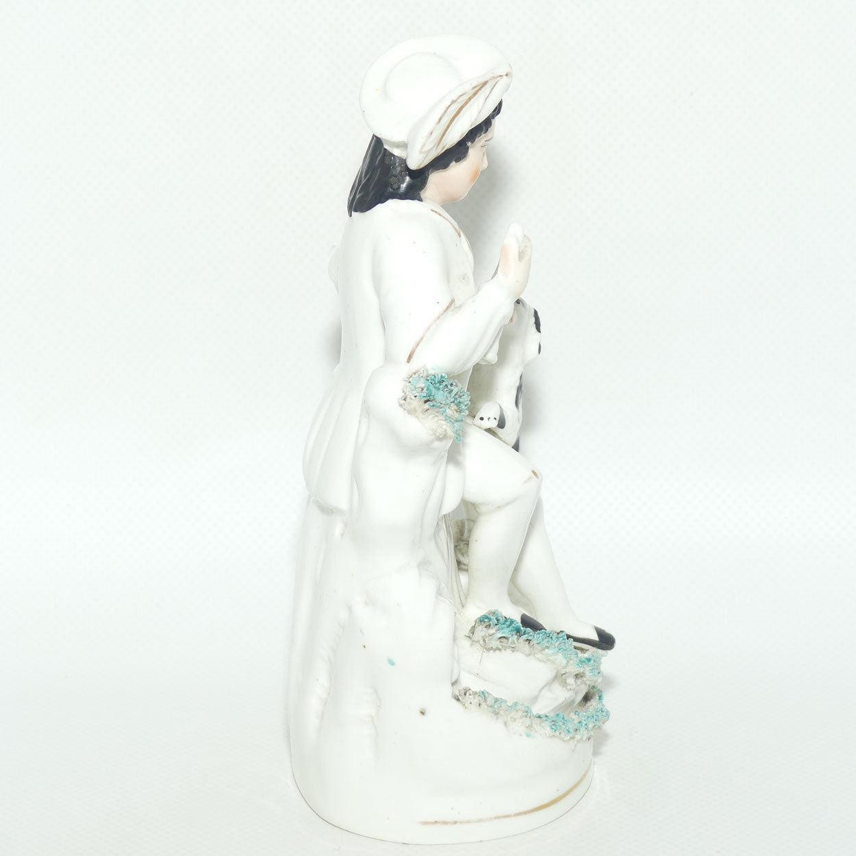 Early 19th Cent Staffordshire Porcelain Boy with Begging Spaniel