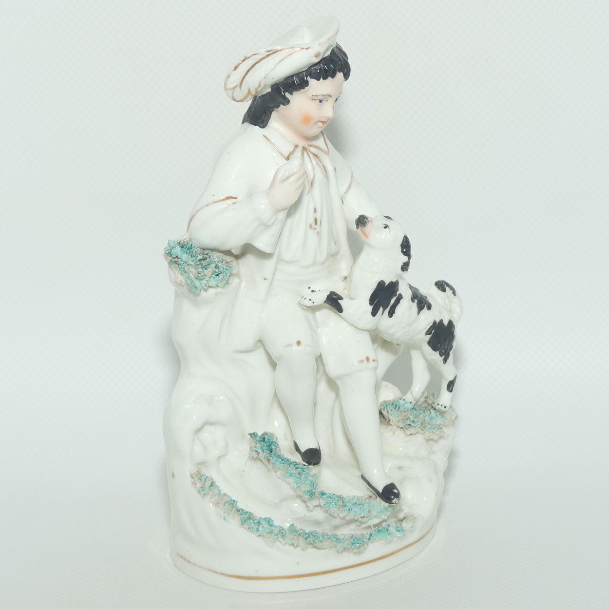 Early 19th Cent Staffordshire Porcelain Boy with Begging Spaniel