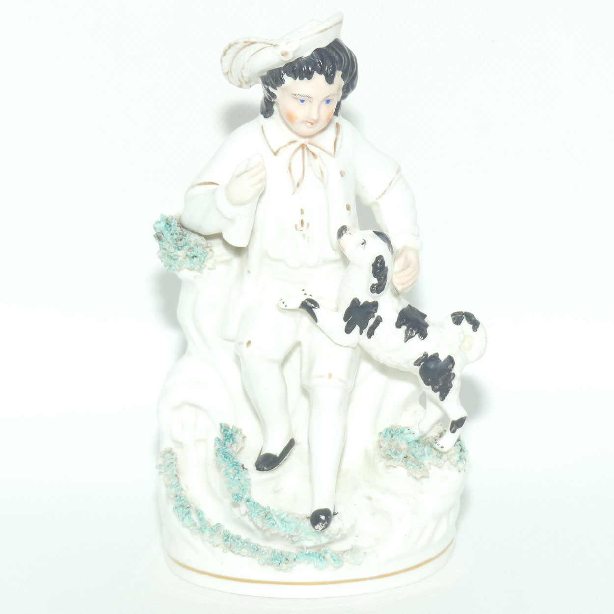Early 19th Cent Staffordshire Porcelain Boy with Begging Spaniel