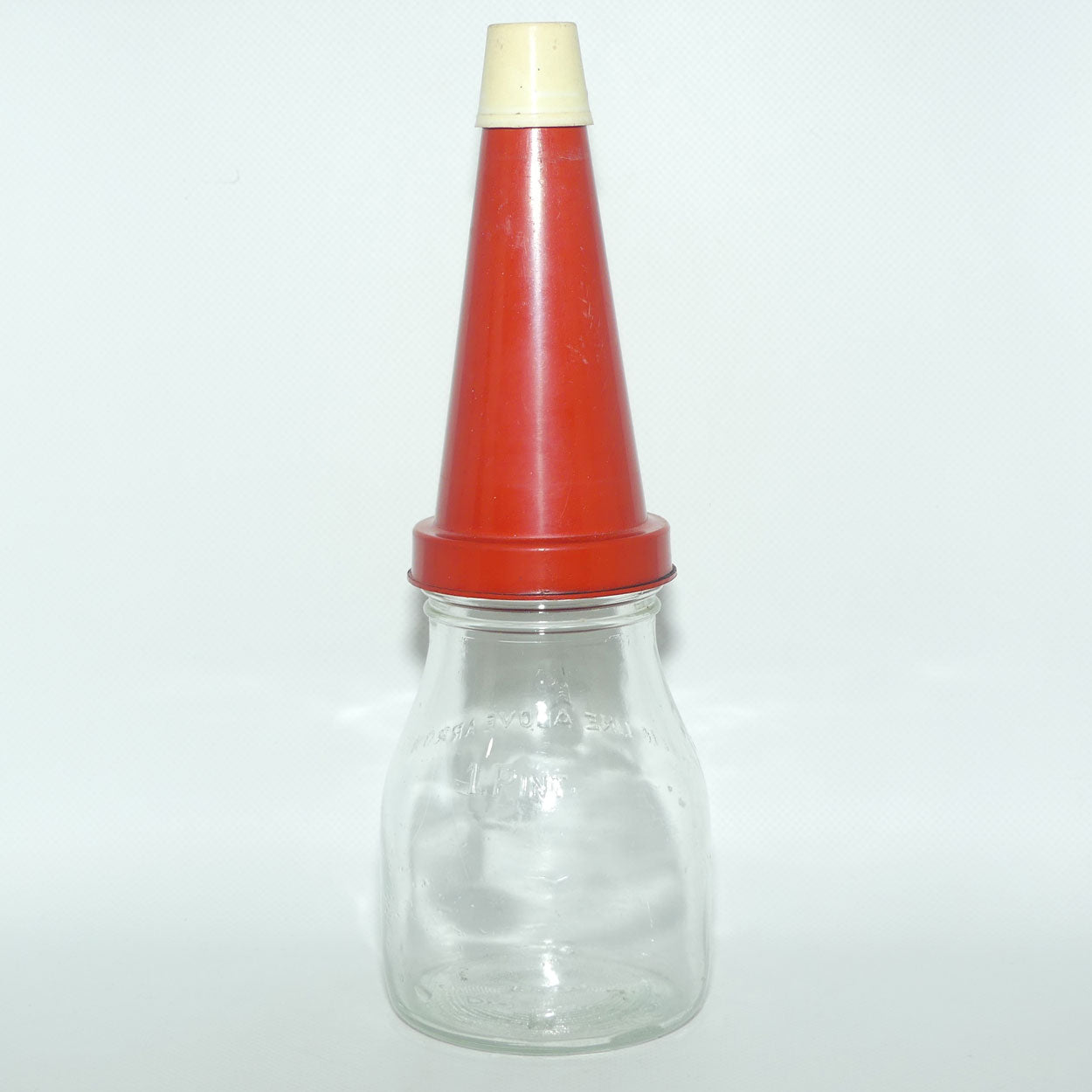 Vintage Imperial Pint Glass Oil Bottle | Crown Mark | Plastic BP Visco 2000 top