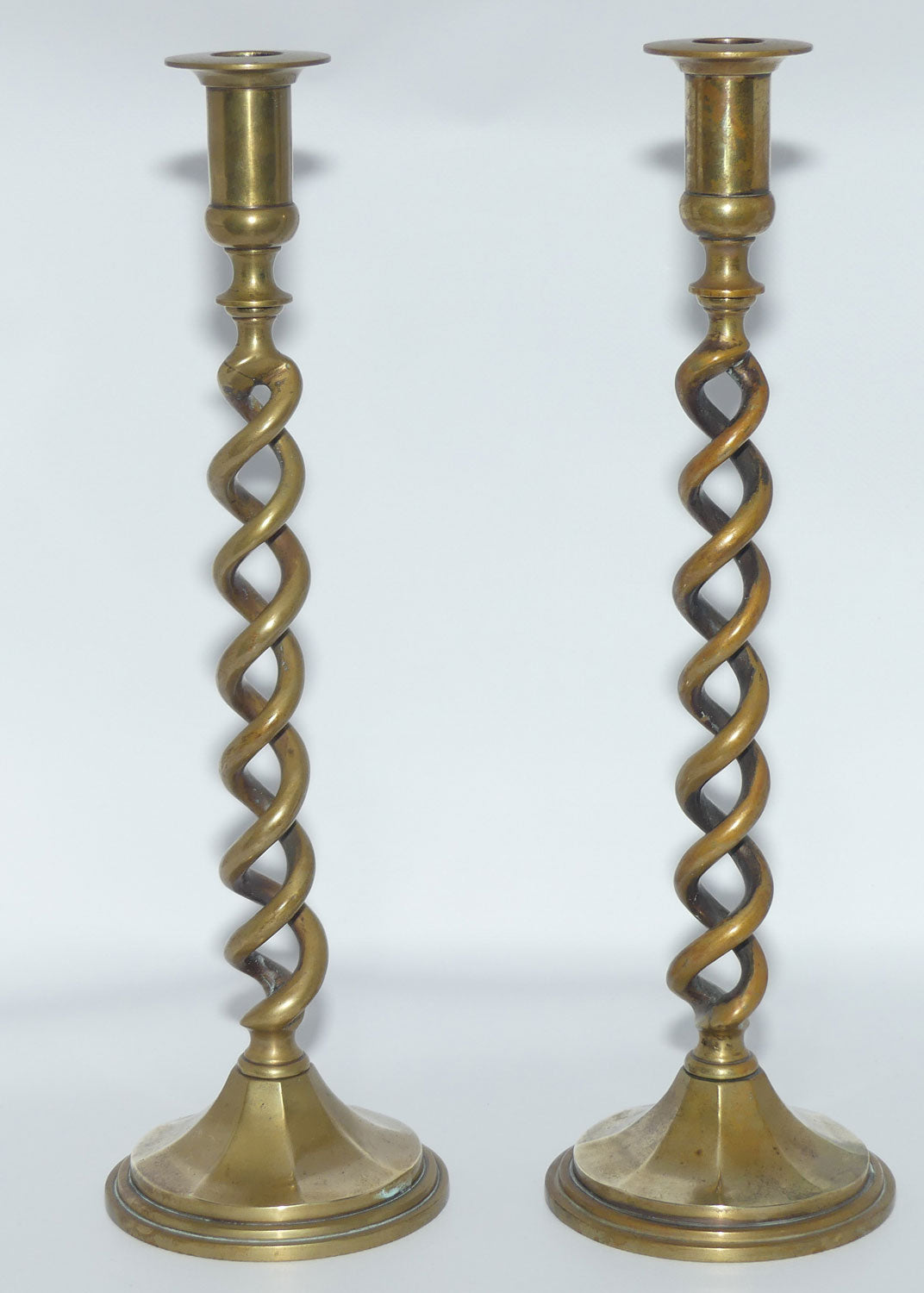 Pair of Brass Open Barley Twist candlesticks | 15 inch | 38cm tall