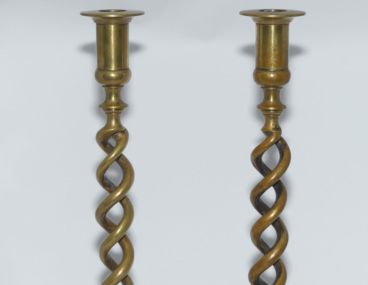 Pair of Brass Open Barley Twist candlesticks | 15 inch | 38cm tall