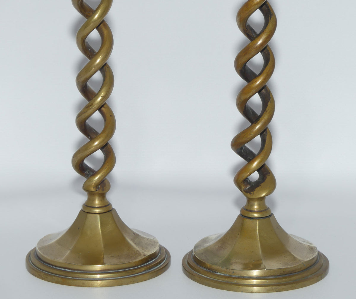 Pair of Brass Open Barley Twist candlesticks | 15 inch | 38cm tall