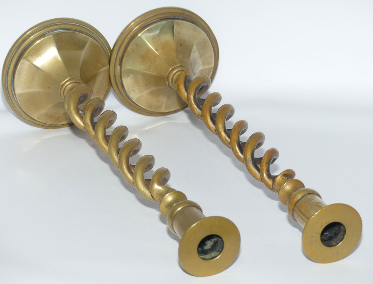 Pair of Brass Open Barley Twist candlesticks | 15 inch | 38cm tall