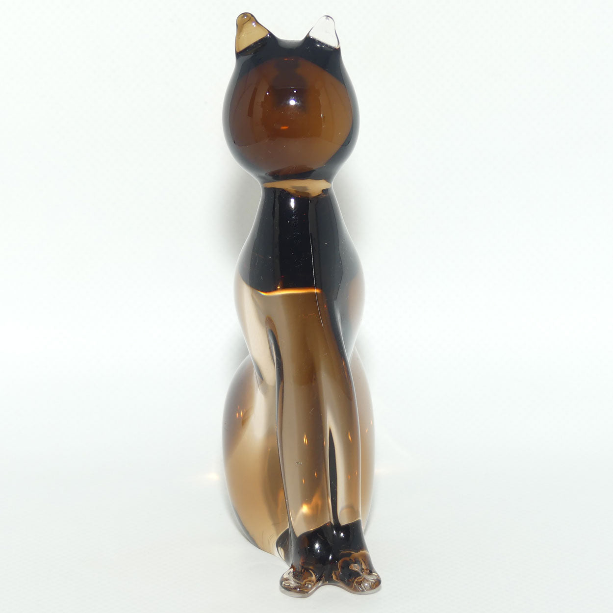 Murano Glass Smoky Brown and Clear Cat figure