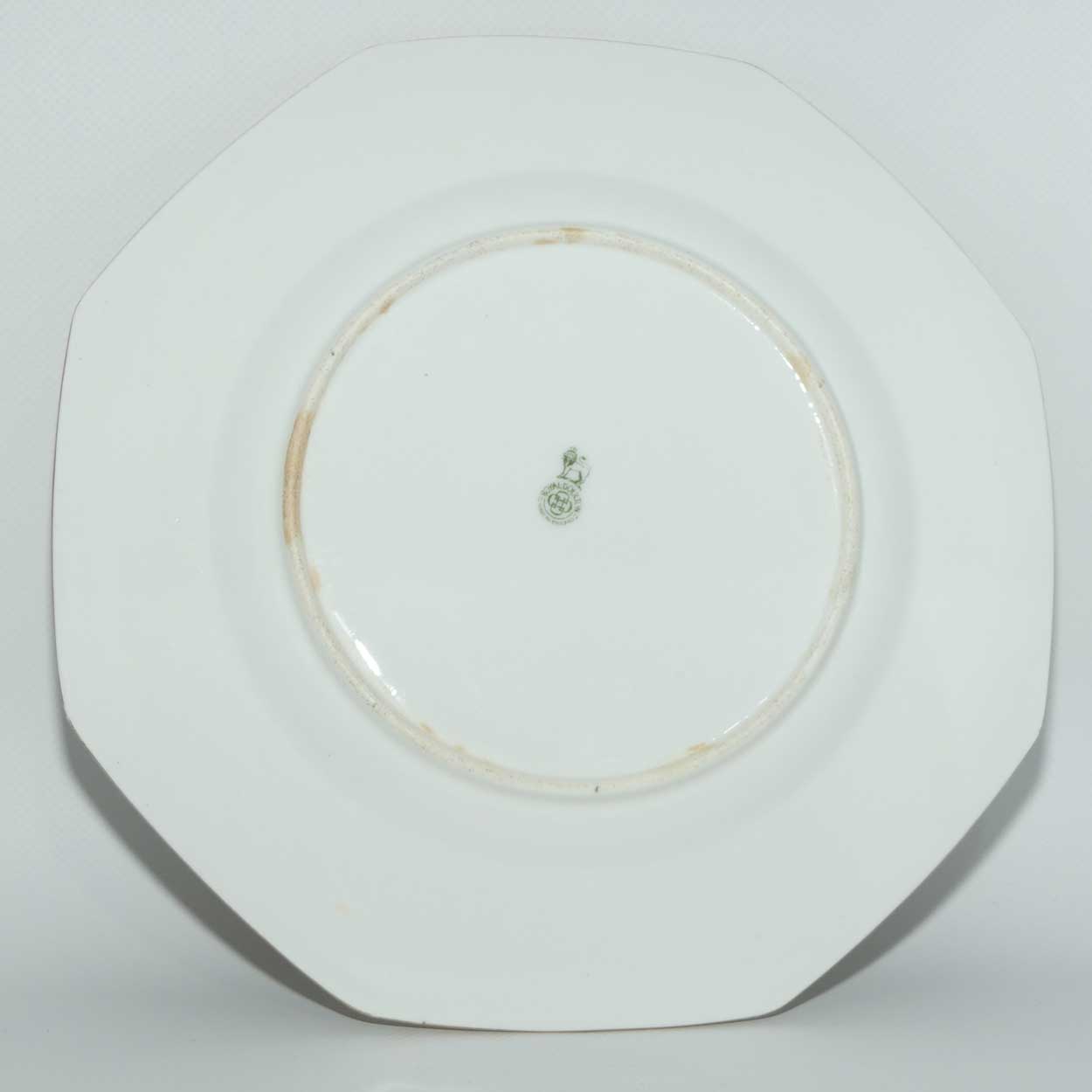 Royal Doulton hand painted and gilt English Thatched Cottage octagonal shape plate | signed R Brown