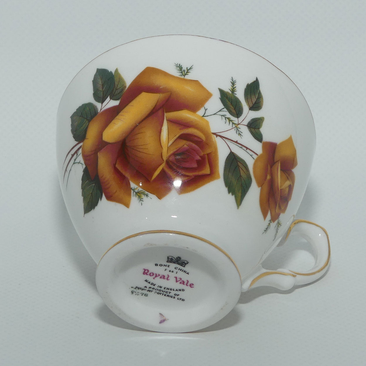 Royal Vale Bone China Brown Rose trio