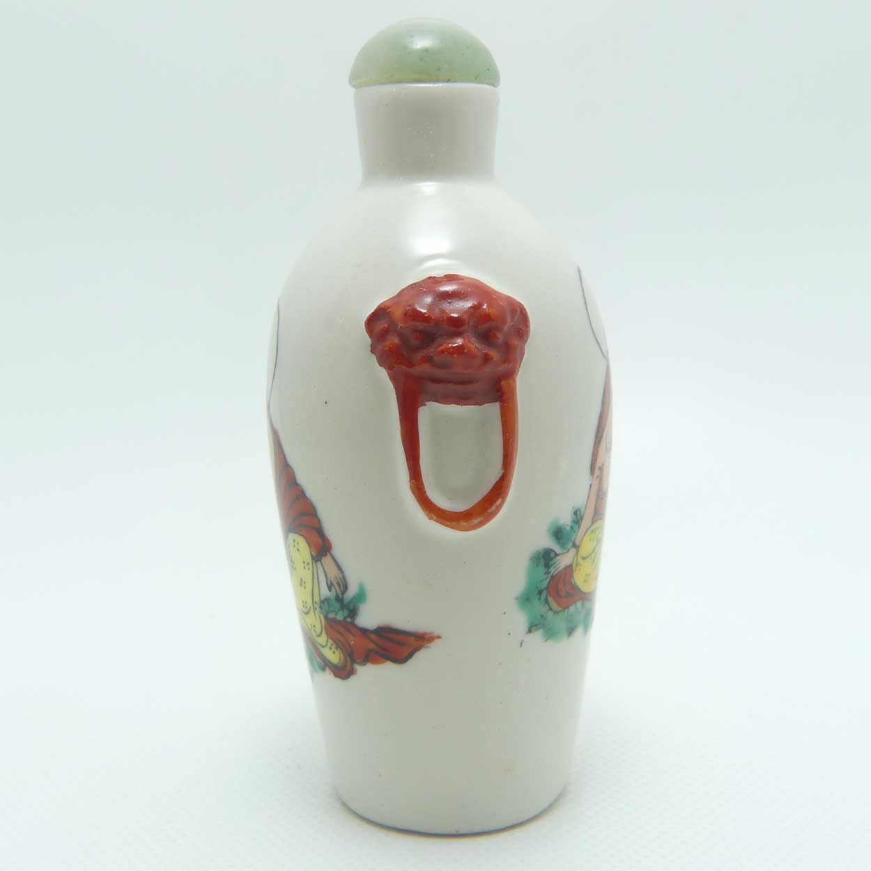 Vintage Porcelain Snuff Bottle | Buddha with Lion Ring handles
