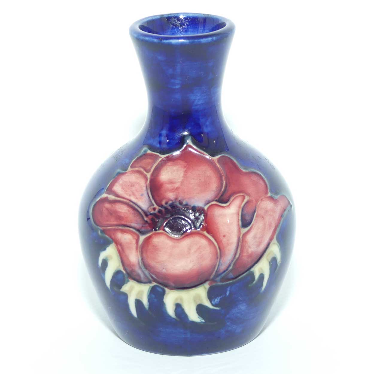 Walter Moorcroft Anemone on Blue ground bud vase