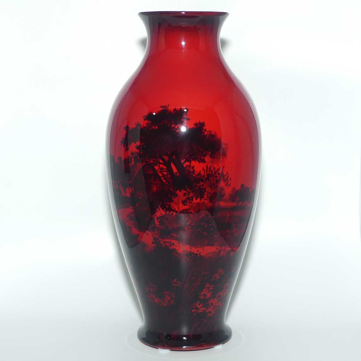 Royal Doulton Flambe bulbous shape vase | Thatched Cottage Farmhouse and Daisies | Shape 7798