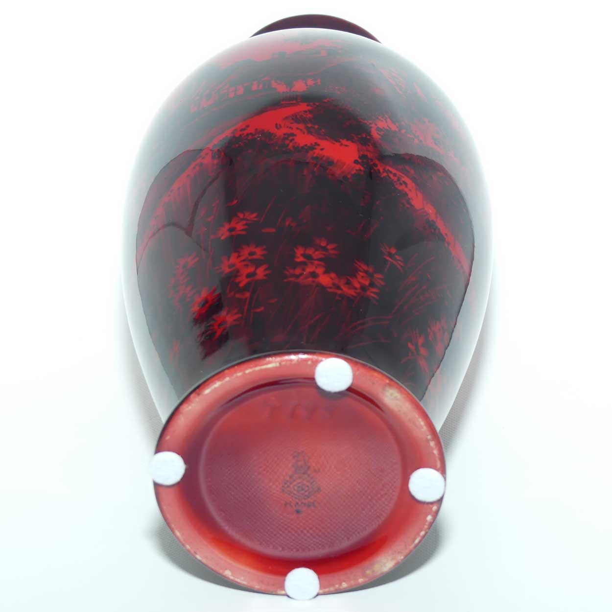 Royal Doulton Flambe bulbous shape vase | Thatched Cottage Farmhouse and Daisies | Shape 7798